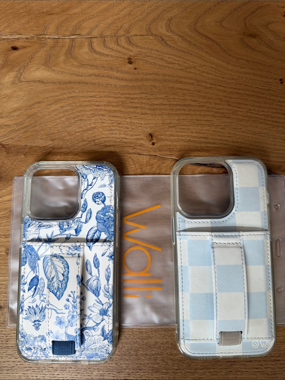 Wallis Blue Floral & Light Blue Check Phone Card Holder Set
